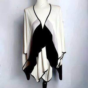White House Black Market Women's Off White Drape Sweater Open Cardigan One Size